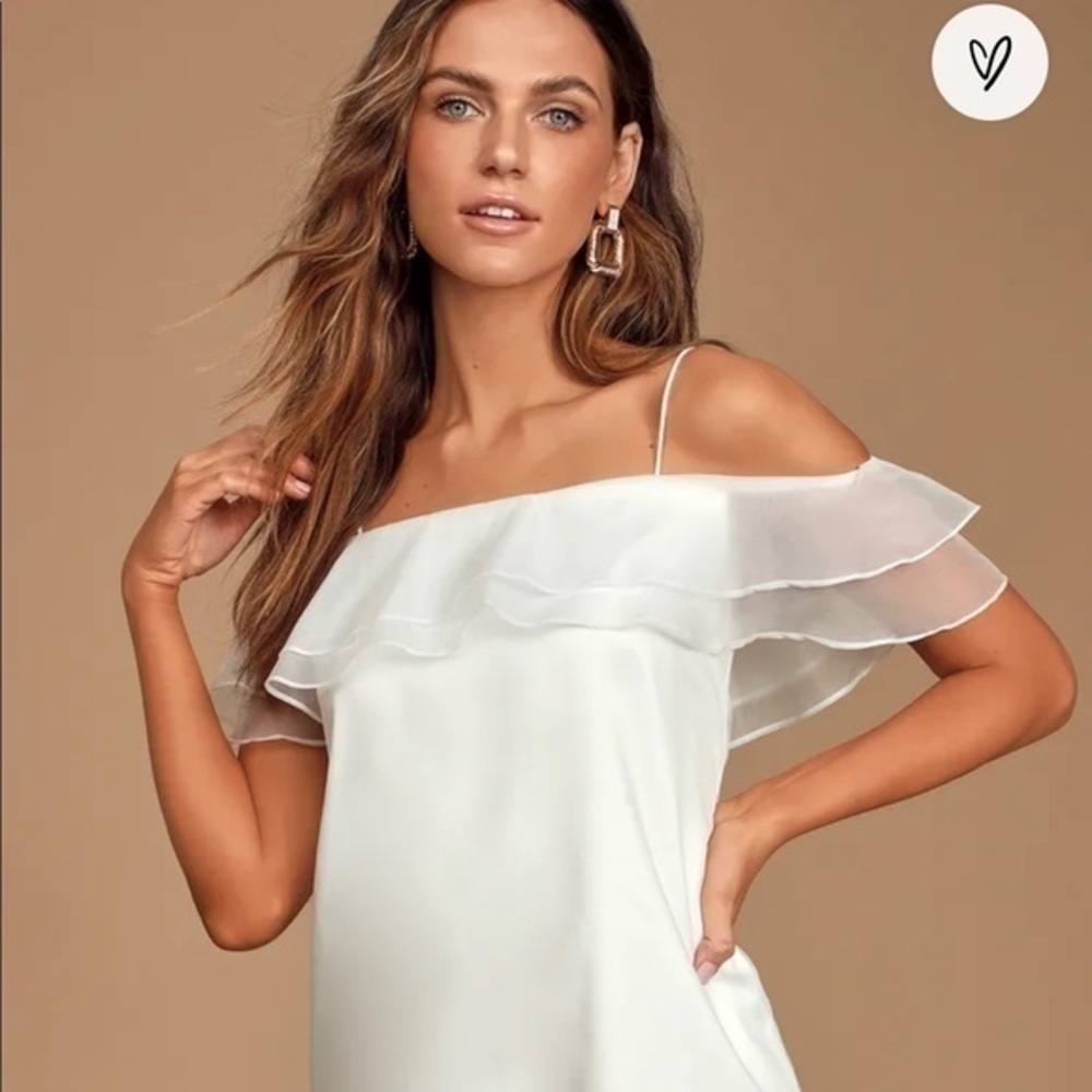 Lulu’s Sweet Angel White Off-Shoulder Slip Dress - Picture 8 of 10